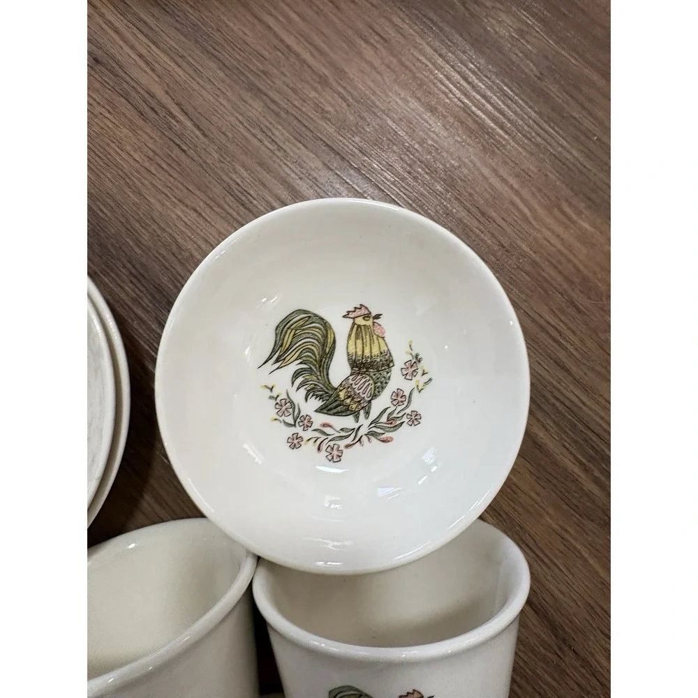Vintage Rooster Oven Proof USA Ramekins Berry Bowls Farmhouse Kitchen 9Pc Set